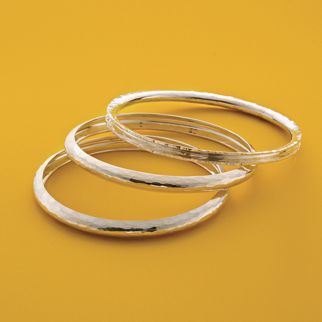 Hammer Formed Fine Silver Bangles by Bill Fretz