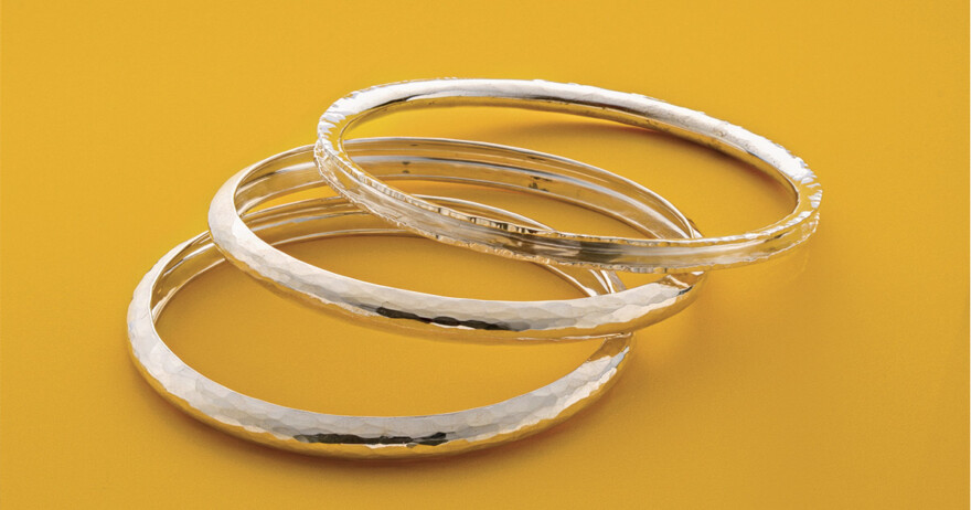 Hammer Formed Fine Silver Bangles by Bill Fretz