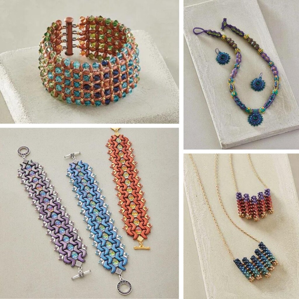 Beaded jewelry projects in summer colorways