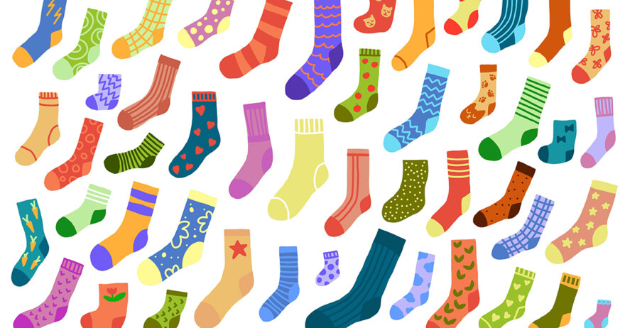 colorful illustrations of single socks