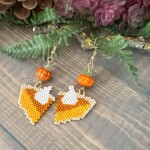 Brick Stitch Pumpkin Pie Earrings by Katie Hacker