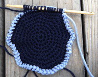 How to do Tunisian crochet in the round tutorial, step 4.