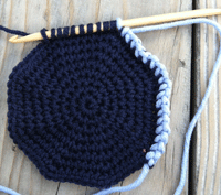 How to do Tunisian crochet in the round tutorial, step 3.