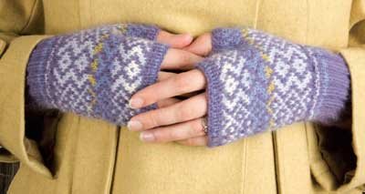 Fresco Fair Isle Mitts, an example of knitting Fair Isle and weaving in the ends.