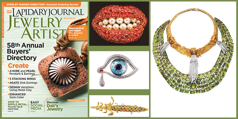 The May/June 2011 issue of Lapidary Journal Jewelry Artist featured an article on Salvador Dalí’s jewelry designs Beading with the Masters