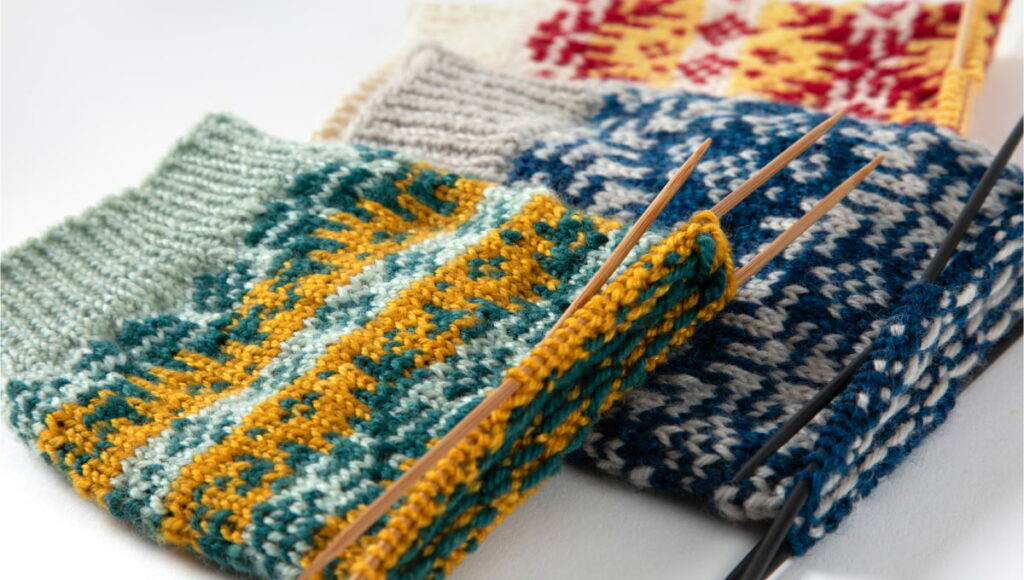 Close up of colorwork socks