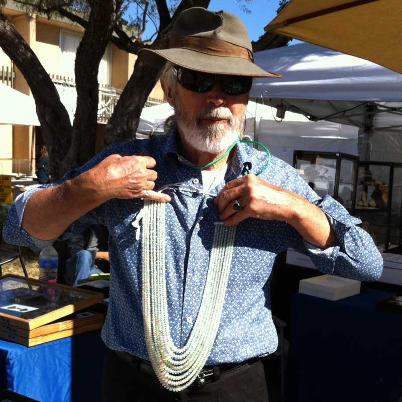 Australian opal beads at the 2017 Tucson shows; photo: M White