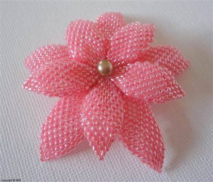 Miyuki delica and seed beaded flower - Interweave